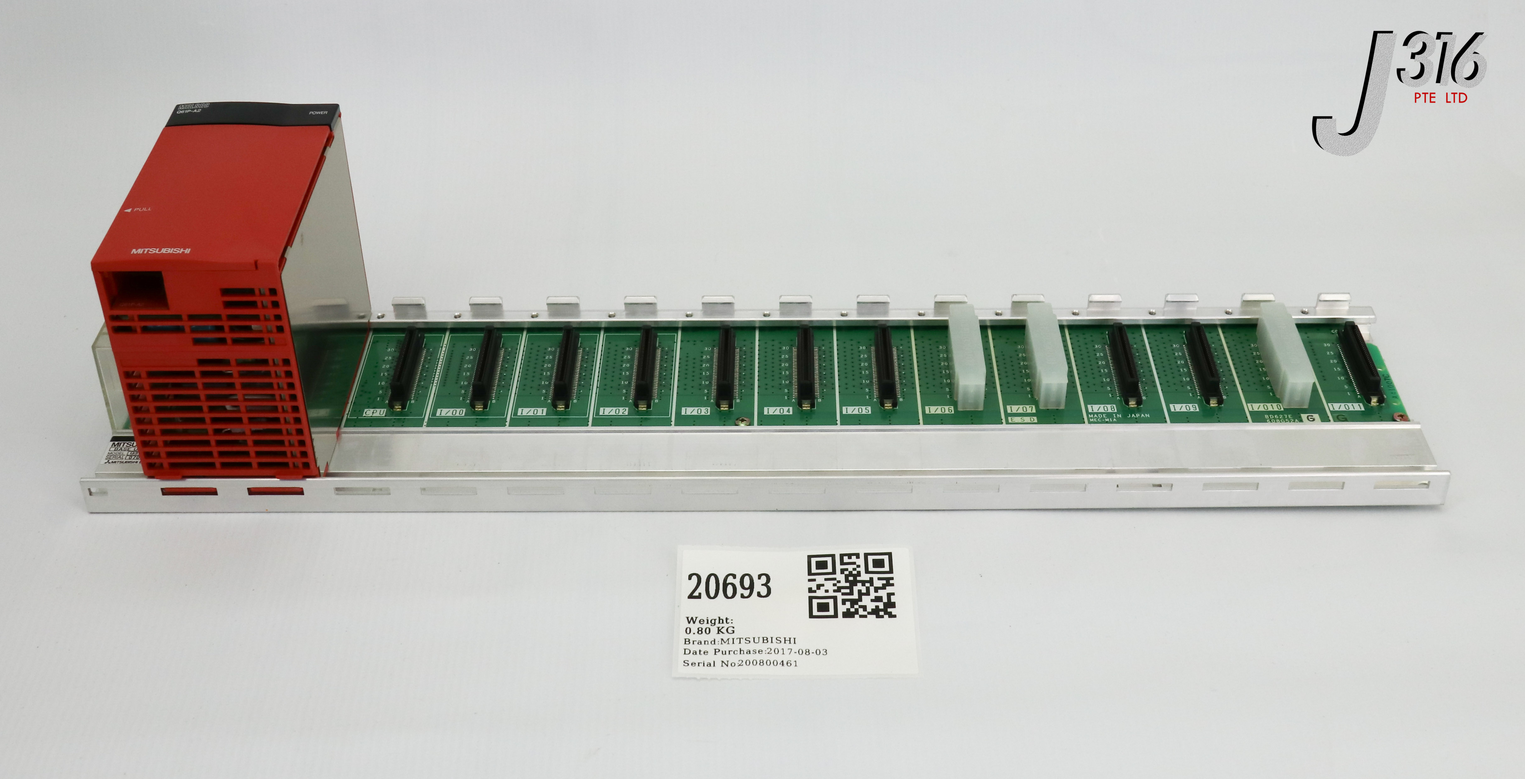 20693 MITSUBISHI MELSEC POWER SUPPLY W/ BASE UNIT Q312B Q61P-A2